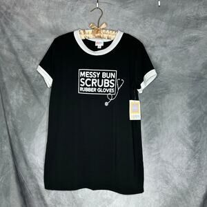 NEW Lularoe T Shirt Top Women Sm Runs Large Black White Medical Theme Comfy